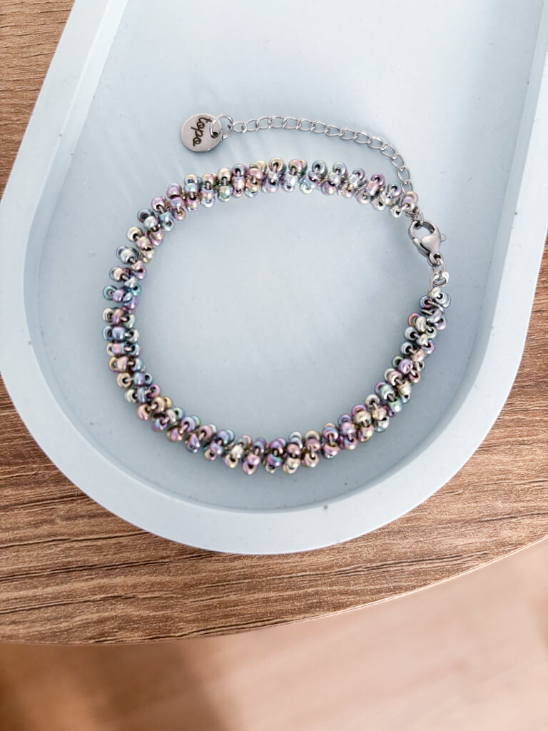 bracelet perles enroulée multicolore irisé