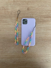 bijoux de téléphone gros maillons arc en ciel pastel