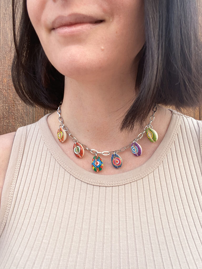 collier acier inoxydable coquillage couleur