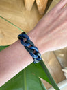 bracelet en acrylique gros maillon bleu et noir fait main idée cadeau pas cher