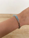 bracelet pierre naturelle et acier inoxydable doré et argenté bleu pas cher