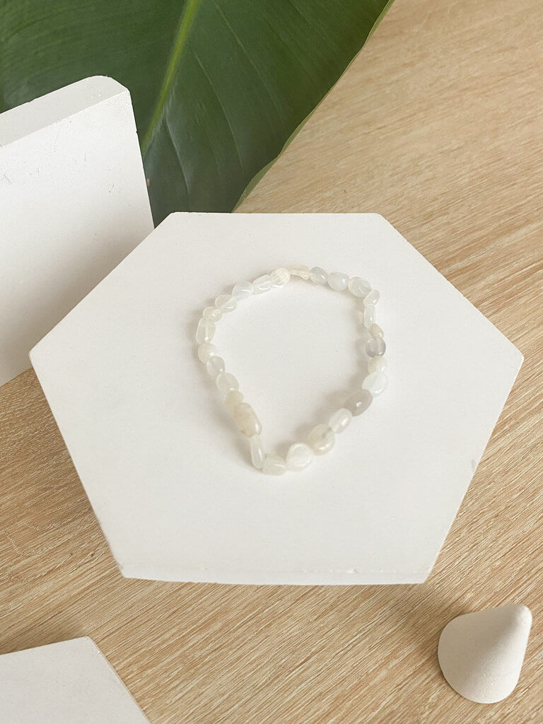 bracelet en pierre naturelle pierre de lune blanc