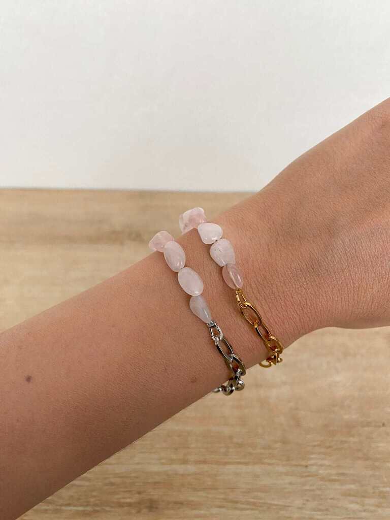 bracelet pierre naturelle quartz rose pas cher