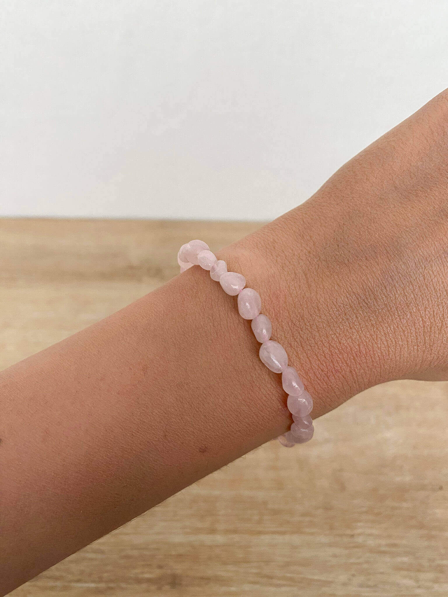 bracelet en pierre naturelle de quartz rose pas cher idée cadeau femme amour